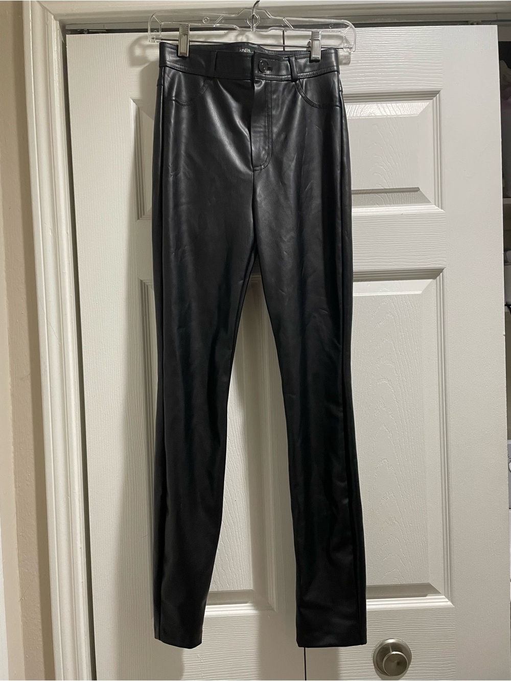 Zara Black Faux Leather High-Rise Pants